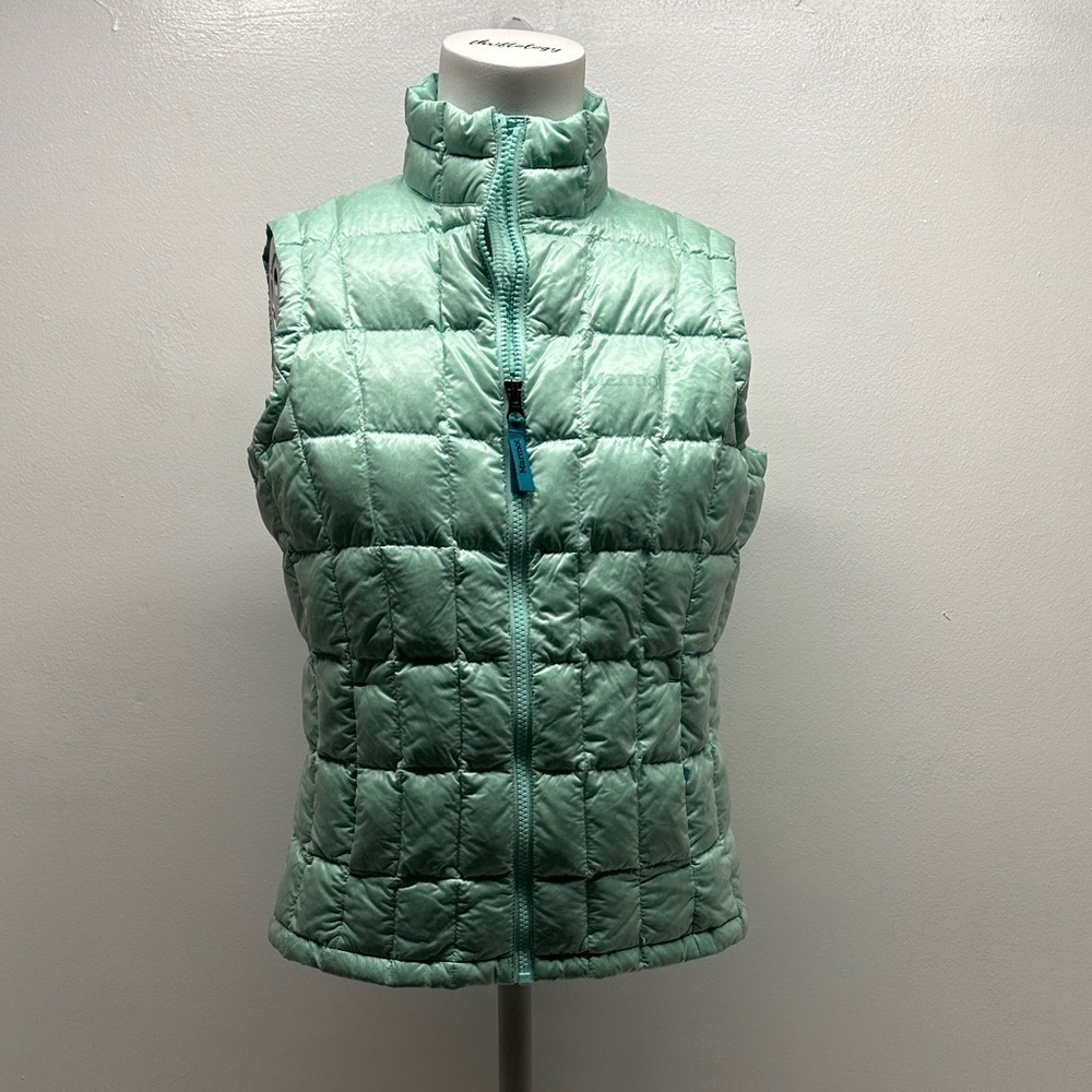Marmot Vest Puffer Quilted Sleeveless Duck Down Feather Aqua Blue Girls Large